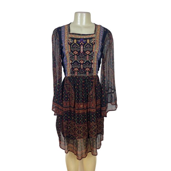 Akemi + Kin Women’s Black Sheer Mini Dress With Embroidery Sz S - New - Picture 2 of 11